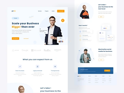 Business scale Landing page agency blue business chart clean clean ui dashboard ecommerce element finance food graph illustration landing page money ui uiux web design website white