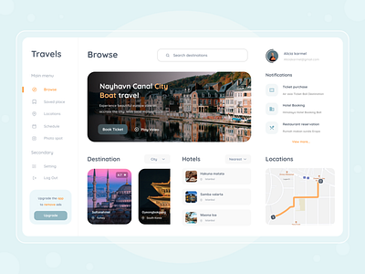 Travel booking dashboard