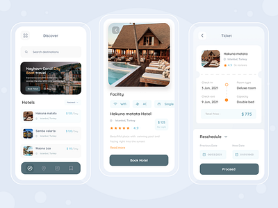 Booking Hotel Mobile app clean ios mobile mobile app profile search travelling ui vacations white