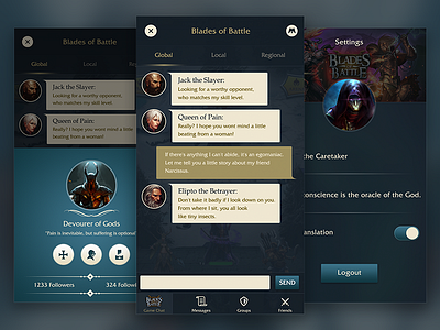 Game Chat UI chat customisation minimal sleek ui ux