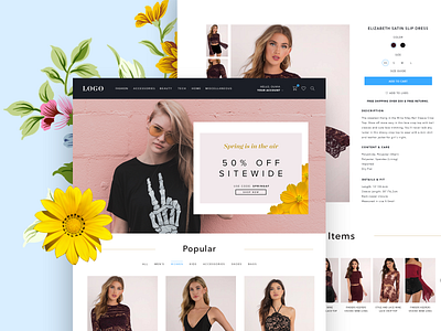 Ecommerce Landing Page clean design flat minimal sleek typography ui ux