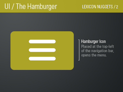 Hamburger Icon / Lexicon Nugget 2 android icon ios lexicon mobile navigation nugget