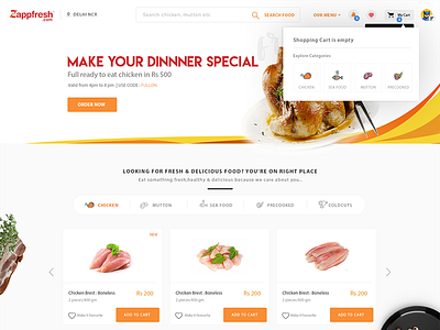 Zappfresh food homepage meat ui ux website zappfresh