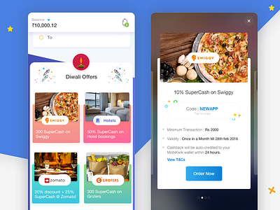 Offers android app concept dribbble finance interface mobikwik mobile offers ui ux wallet