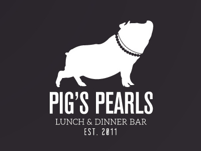 Pig's Pearls Logotype brand burger joint logo symbol