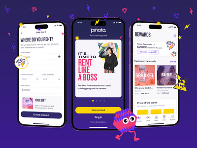 UX / UI Redesign for Piñata App app app ios branding concept credit building design figma illustration ios mobile onboarding redesign registration renters rewards ui user flow ux ux ui ux ui design