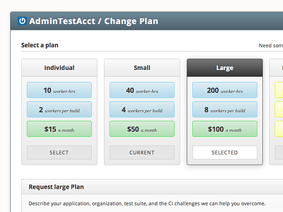 Tddium Change Plan Selected