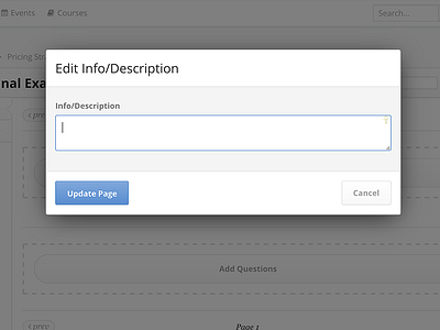 Assessment Admin Info Modal