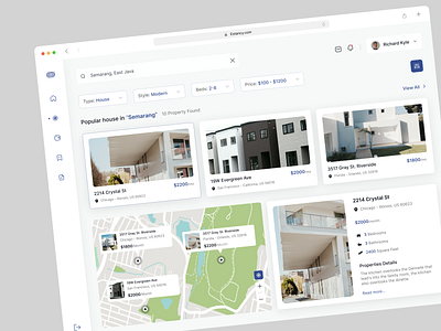 Estancy - Real Estate Dashboard 🏠 agent buy land clean dashboard design home house map product design properties property real estate rent residence ui ui design uiux ux web web app