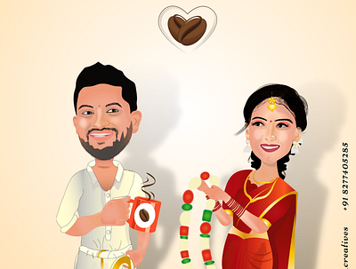 Caricature Wedding Art freelance designer graphic design illustration