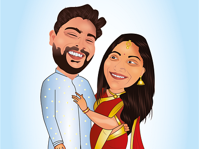 Customized Caricature artist branding caricature caricature art caricature wedding card design freelance designer graphic design illustration indiancouple vector wedding invitation