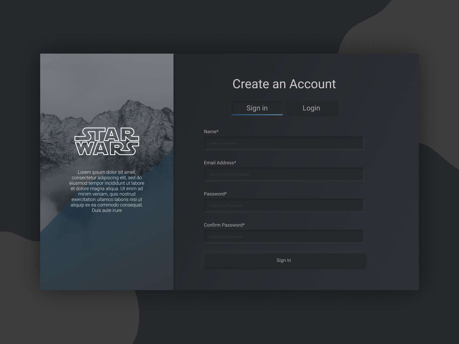 Star Wars Email Signup neumorphism by Rahul Manohar on Dribbble