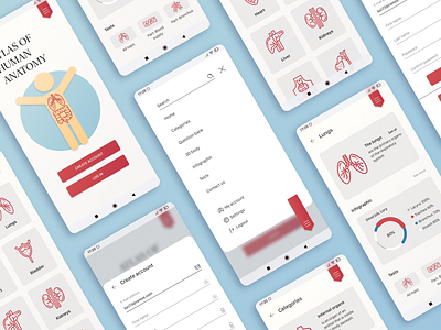 Atlas of human anatomy anatomy app design graphic design mobile ui