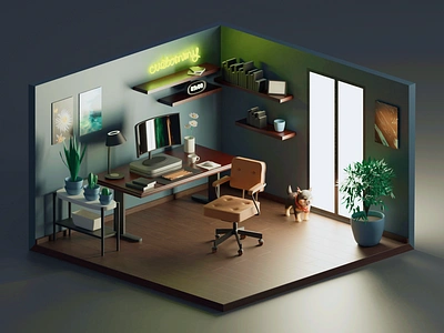 Isometric home office 3d 3d artist blender blender 3d blender3d blender3dart blendercycles branding cycles cycles render cyclesrender design icon isometric isometric art maxon maxon cinema 4d maxon3d