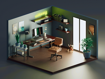 Isometric home office