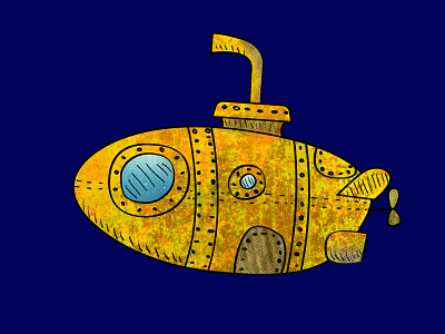 Submarine blue illustration sea submarine yellow