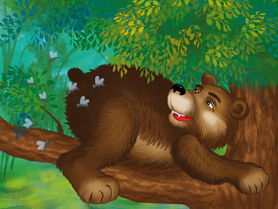 Bear on the tree bear children fairy illustration tails tree