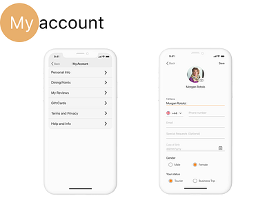 My account ios mobile app my account ui user account