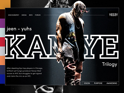 Kanye West Hero image branding design graphic design hero illustration kanye landing logo trilogy ui vector west