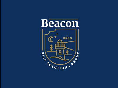 Beacon Risk Logo Variations beacon lighthouse logo moon night ocean seal stars trees waves