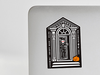 Team Halloween Event Sticker coffin door eyes halloween house illustration jack o lantern pumpkin skeleton skull sticker