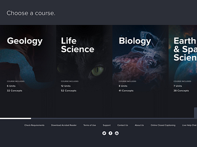 New direction for choosing a course. course dark education menu science type ui uiux ux