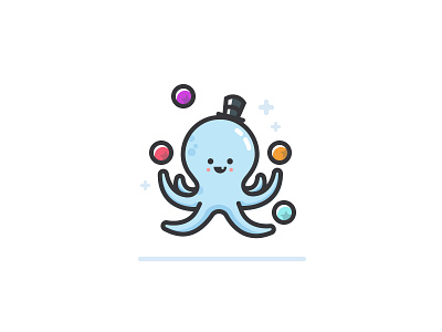 Juggling Assignments hat illustration juggle lines octopus on boarding onboarding sparkle