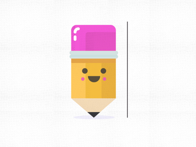 Mr. Pencil + Cursor cursor face illustration pencil pink smile type yellow