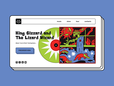 King Gizzard and The Lizard Wizard bold brutalism design etheric firstshot landing minimal music typography ui ui design uiux ux web webdesign