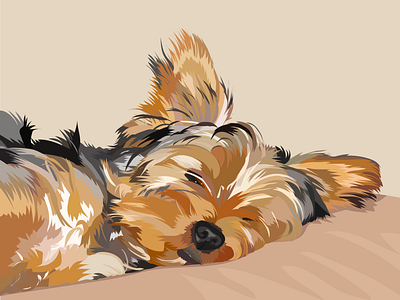 A very sleepy yorkie adobe illustrator digital art illustration pet portrait vector