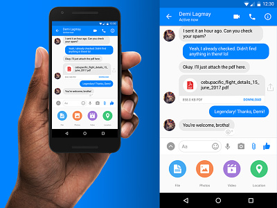 File Attachment UI Concept On Messenger app design attach file attachment conversation facebook facebook messenger icons messenger ui design user interface