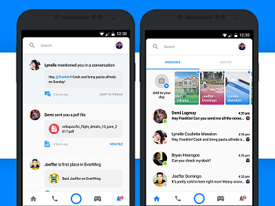 Messenger Notifications android design conversation messenger mobile app notification notifications search search results ui design ux design