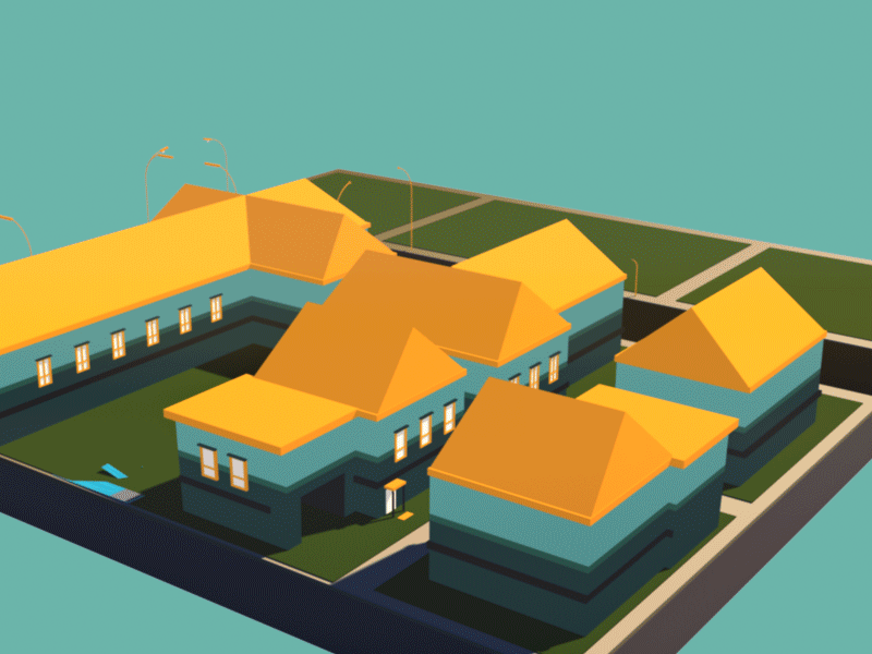 Late For Work_1 3d animation c4d lowpoly street suburbia