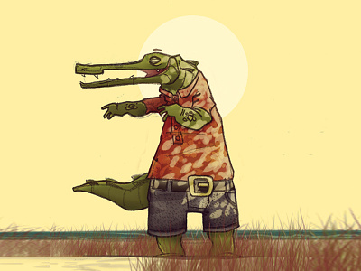 Reptile Tourism art cartoon croc holliday illustration pencil reptile summer sun