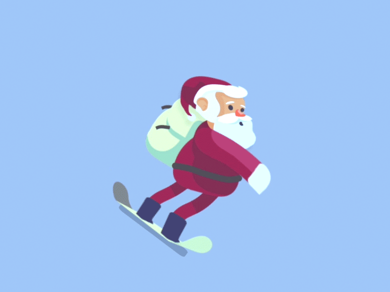 Snowboard Santa animation characterdesign flatdesign gif illustration loop santaclaus snowboard xmas