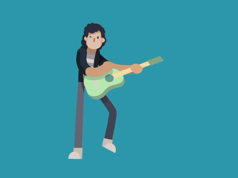 Guitar Hero Loop animation character flatdesign gif guitar illustration loop rockstar vector
