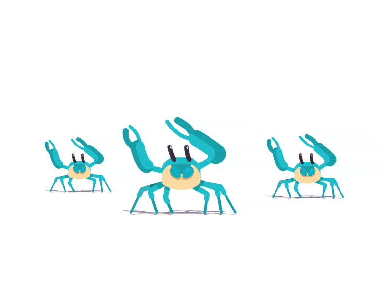 Aerobic Lessons animation character crab dance flatdesign loop vector