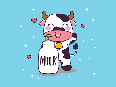 Cow Illustration art cartoon character children cow cute drink illustration kid lovely lover mascot milk vector