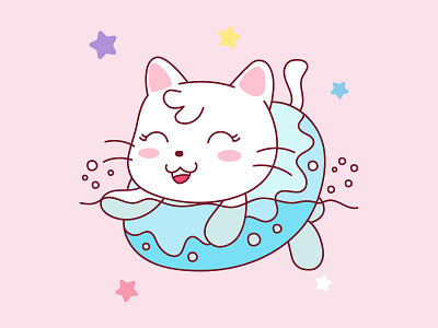 Cat Swimming Illustration by Blueasarisandi on Dribbble