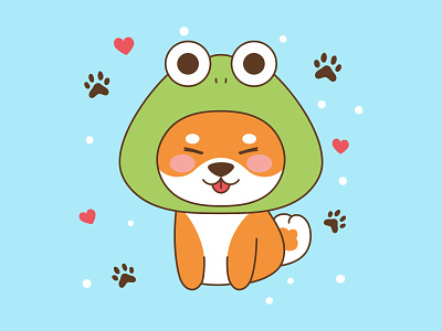 Dog Frog Illustration animal cartoon character children colorful cute dog draw flat frog illustration kids mascot vector