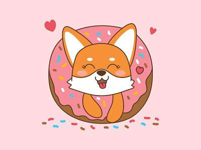 Dog Donuts Illustration animal cartoon character children colorful cute donuts draw flat fog illustration kids mascot vector