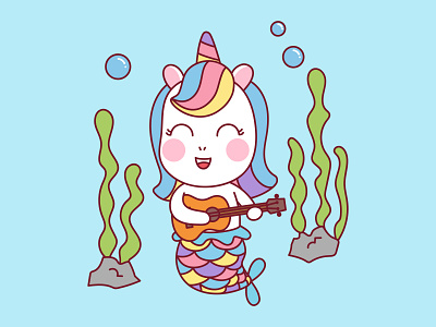 Guitar Unicorn Illustration