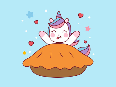 Unicorn pie Illustration cartoon character children colorful cute draw eat flat illustration kids mascot pie unicorn vector