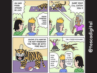 Catch A Tiger cartoon character comic comic strips funny illustration joke lol pokemon tiger vector
