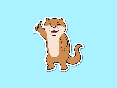 Cute Otter Illustration animal cartoon character children cute draw flat hold illustration mascot otter pencil vector