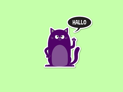 Purple Cat animal cartoon cat character children cute draw flat hallo illustration mascot purple vector