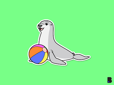 Seal Illustration animal ball cartoon character children colorful cute illustration mascot sea seal vector water