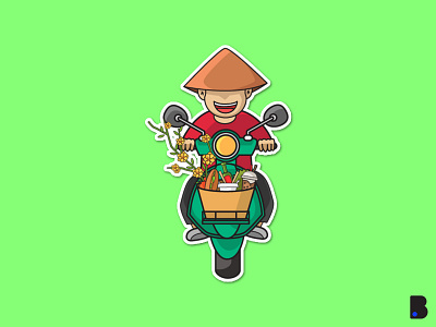 Ride Motorcycle cartoon character children cute draw flat illustration man mascot motorcycle ride riding vector