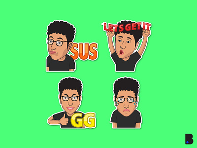 Curly Boy Emotes boy cartoon curly discord emote emotes game gamer happy hype illustration lets get it sad stream streamer sus twitch vector youtube