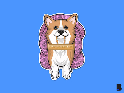 Corgi Blanket animal cartoon character corgi cute dog flat flatdesign illustration vector